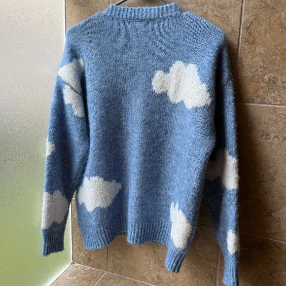 Anthropologie Little Lies Cassie Cloud Sweater Blue Gray Marled Crewneck RARE - Picture 13 of 16
